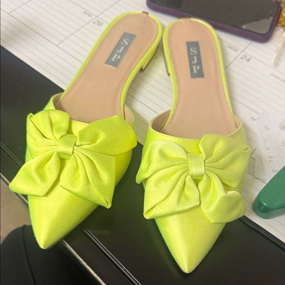 SJP by Sarah Jessica Parker Neon Yellow Bow Mules